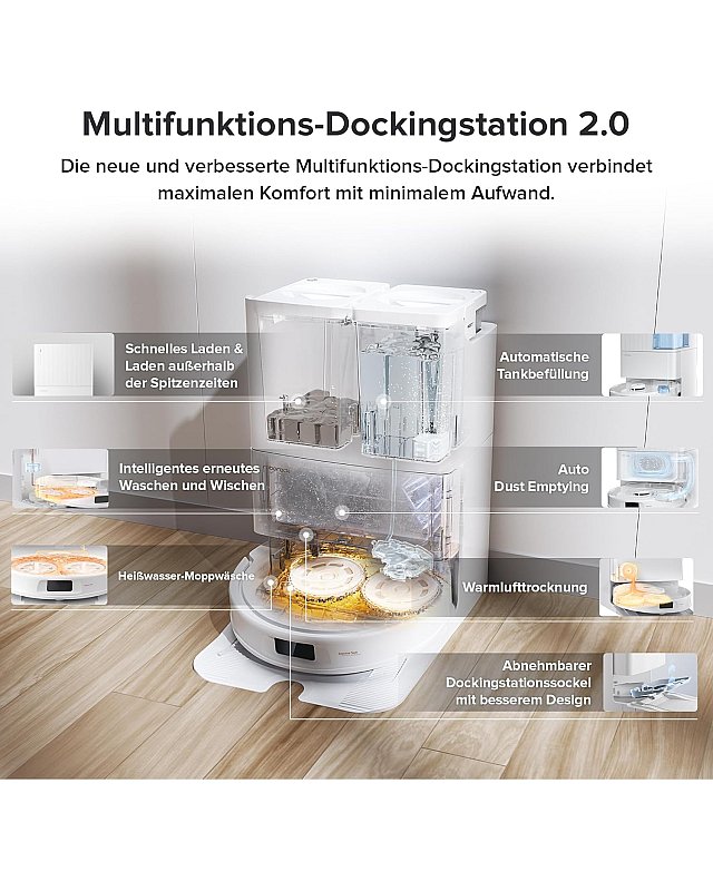 Roborock Qrevo Pro Saugroboter mit Multifunktions-Dockingstation 2.0 Weiß (Generalüberholt – 90 % wie neu)