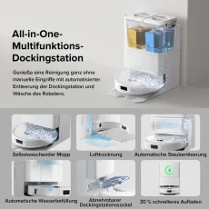 Roborock QV 35A Saugroboter Set (verbessert von Qrevo S) mit Multifunktionsdock (mit Staubsaugerbeutel*2 Stück) Weiß