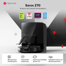 Roborock Saros Z70 Staubsaugerroboter mit mechanischem OmniGrip™ Arm Schwarz